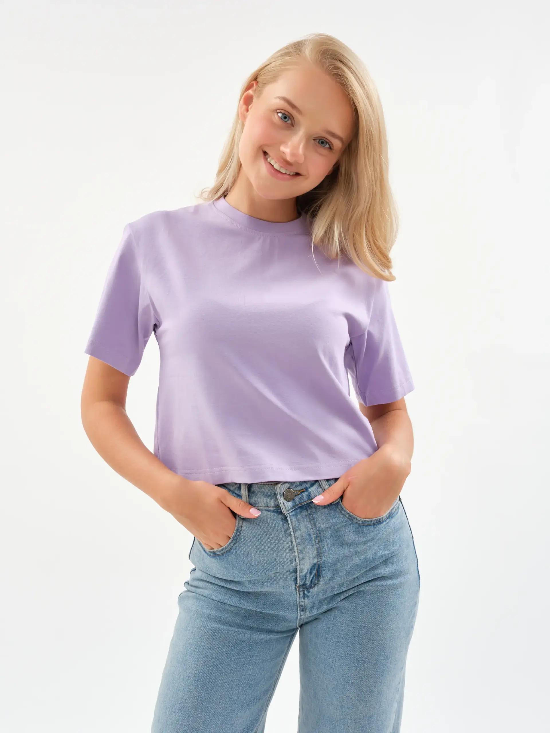 2683 футболки 7ф_0004 (1) Женская футболка оверсайз EverHarmony PREMIUM, хлопковая укороченная — изображение 1