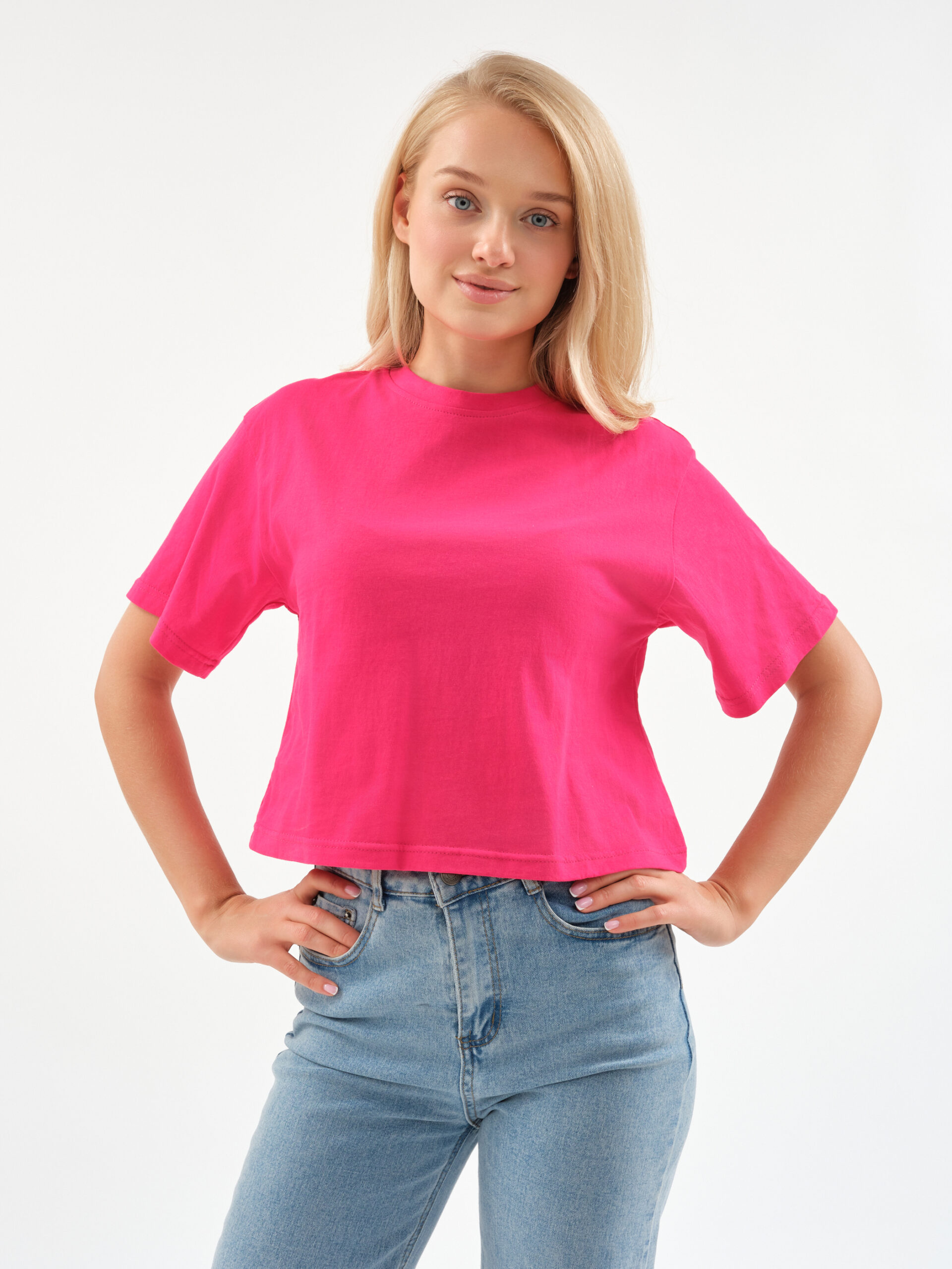 2683 футболки 7ф_0012 EverHarmony BASIC Женская футболка оверсайз, хлопковая укороченная — изображение 1