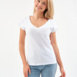 EverHarmony BASIC женская футболка с V образным вырезом базовая однотонная