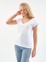 EverHarmony BASIC женская футболка с V образным вырезом базовая однотонная — изображение 5