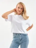 Женская футболка оверсайз EverHarmony PREMIUM, хлопковая укороченная