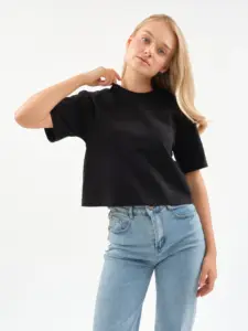 Женская футболка оверсайз EverHarmony PREMIUM, хлопковая укороченная — изображение 5