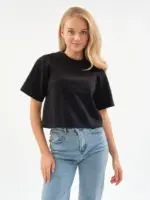 Женская футболка оверсайз EverHarmony PREMIUM, хлопковая укороченная