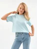 Женская футболка оверсайз EverHarmony PREMIUM, хлопковая укороченная