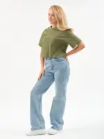 EverHarmony BASIC Женская футболка оверсайз, хлопковая укороченная — изображение 5