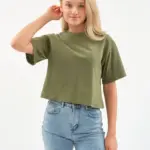 EverHarmony BASIC Женская футболка оверсайз, хлопковая укороченная