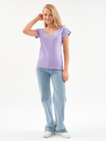 EverHarmony BASIC женская футболка с V образным вырезом базовая однотонная — изображение 8