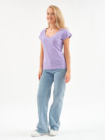 EverHarmony BASIC женская футболка с V образным вырезом базовая однотонная — изображение 7