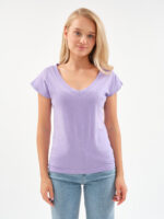 EverHarmony BASIC женская футболка с V образным вырезом базовая однотонная — изображение 6