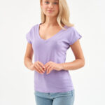 EverHarmony BASIC женская футболка с V образным вырезом базовая однотонная