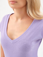 EverHarmony BASIC женская футболка с V образным вырезом базовая однотонная — изображение 3