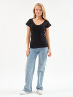 EverHarmony BASIC женская футболка с V образным вырезом базовая однотонная — изображение 8