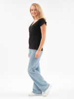 EverHarmony BASIC женская футболка с V образным вырезом базовая однотонная — изображение 7