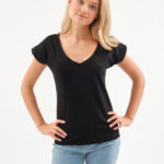 EverHarmony BASIC женская футболка с V образным вырезом базовая однотонная